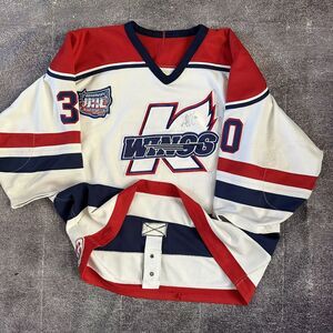 Mens Vintage AK Kalamazoo Wings UHL Tim Knudsen Game Worn Used Signed Jersey 2XL